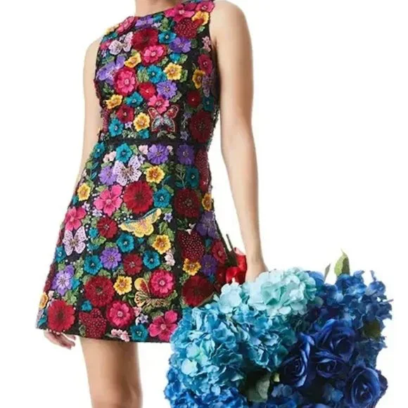 alice and olivia lindsey embroidered dress Alice + Olivia